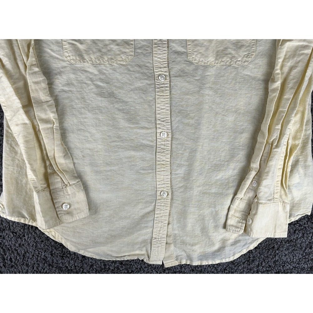 Chaps Classics Women's Long Sleeve Yellow Shirt Size Large 100% Linen Button-up - Picture 3 of 9